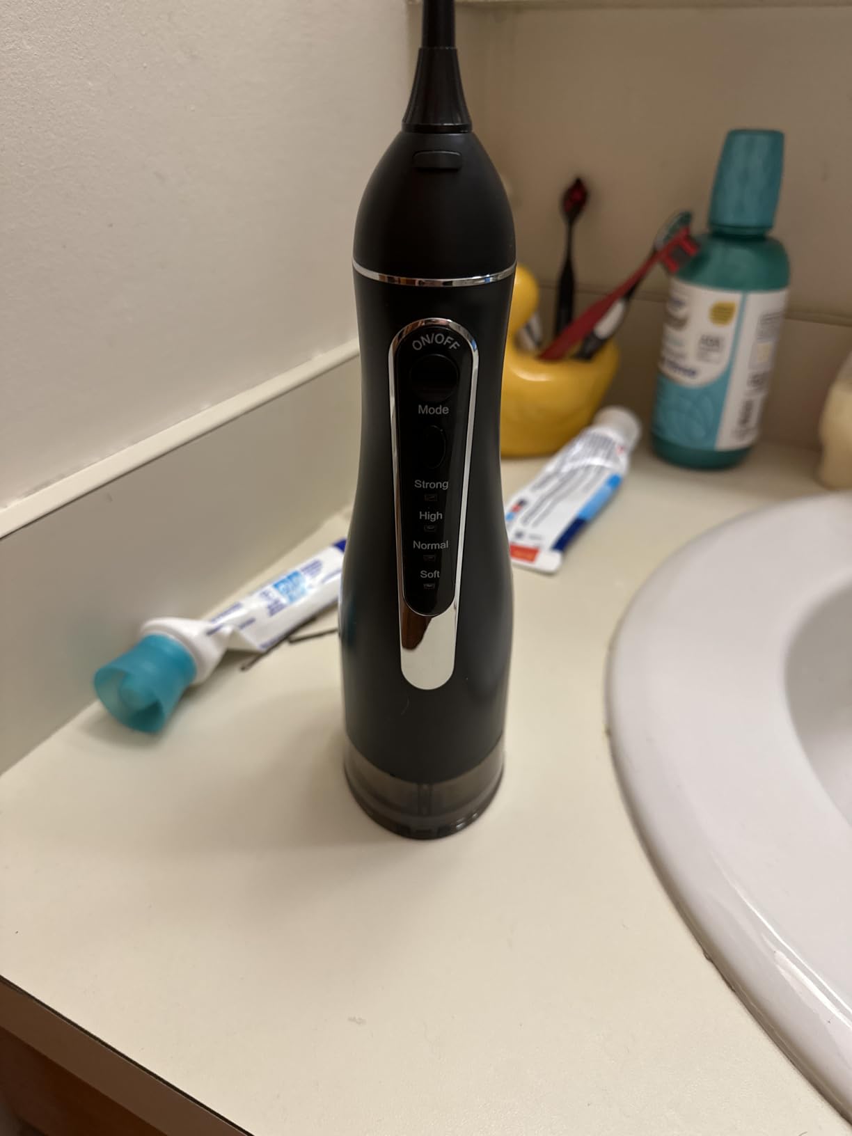Goopick Cordless Portable Water Flosser with 300ML Tank: Rechargeable Oral Irrigator with 5 Tips for Travel, Braces Care and Sensitive Gums, IPX7 Waterproof Teeth Cleaning Device(Black)
