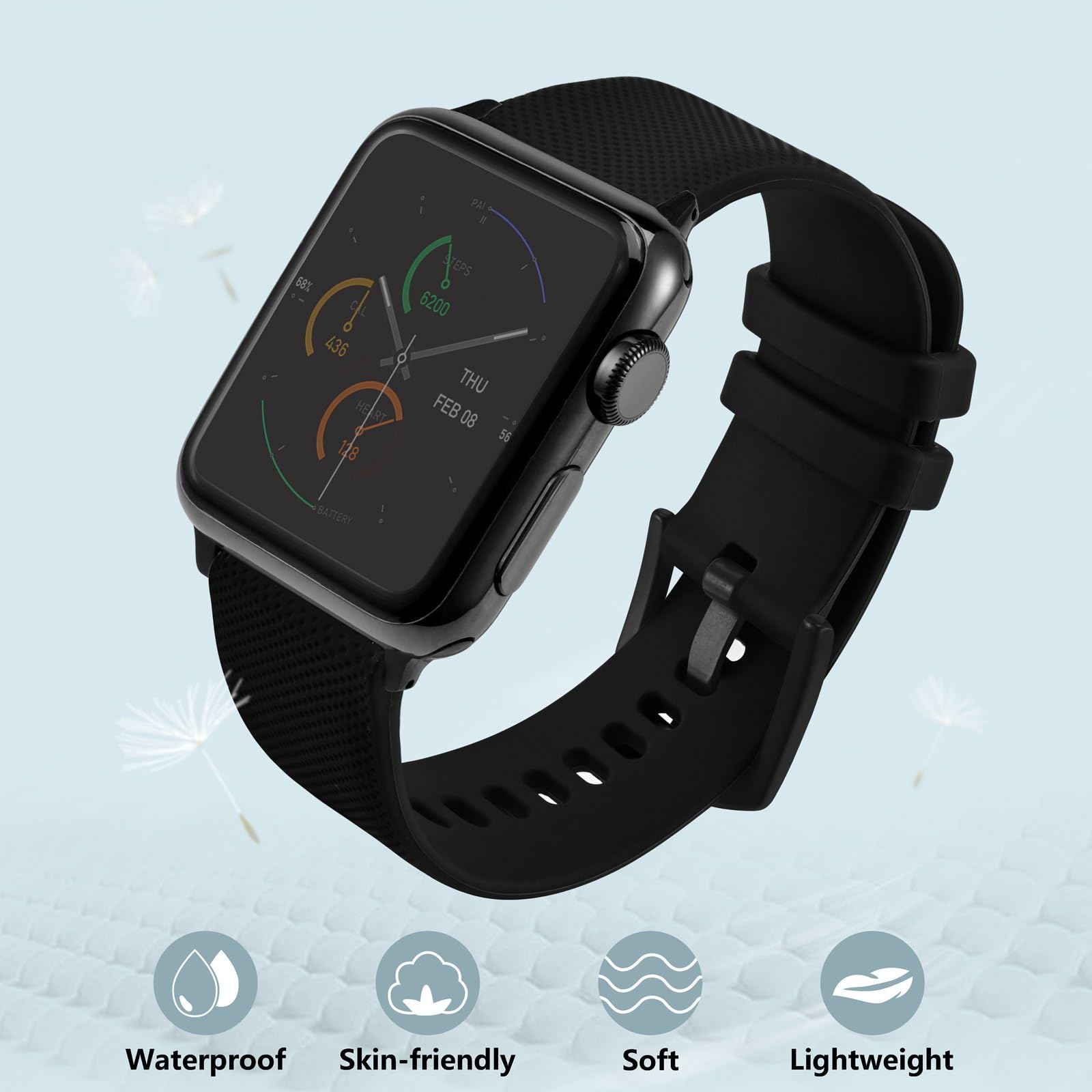 Anbeer Cinturino Compatibile con Apple Watch 49mm 45mm 44mm 42mm 41mm 40mm 38mm, Silicone Cinturini di Ricambio per iWatch Series 9 8 7 6 5 4 3 2 1 SE Ultra