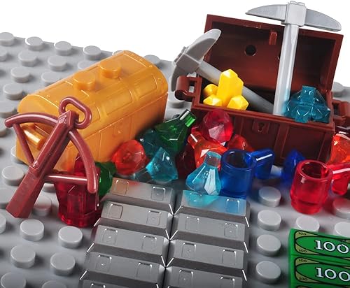 Miniatura 3 de Juego de accesorios del tesoro, bloques de construcción, lingotes de dinero, barra de oro, joyería de ladrillos de construcción, juego de