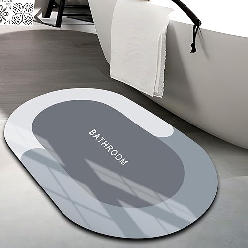 Alfombra de baño antideslizante, absorbente, delgada, lavable, fácil de limpiar, de goma natural (20 x 32 pulgadas, azul)