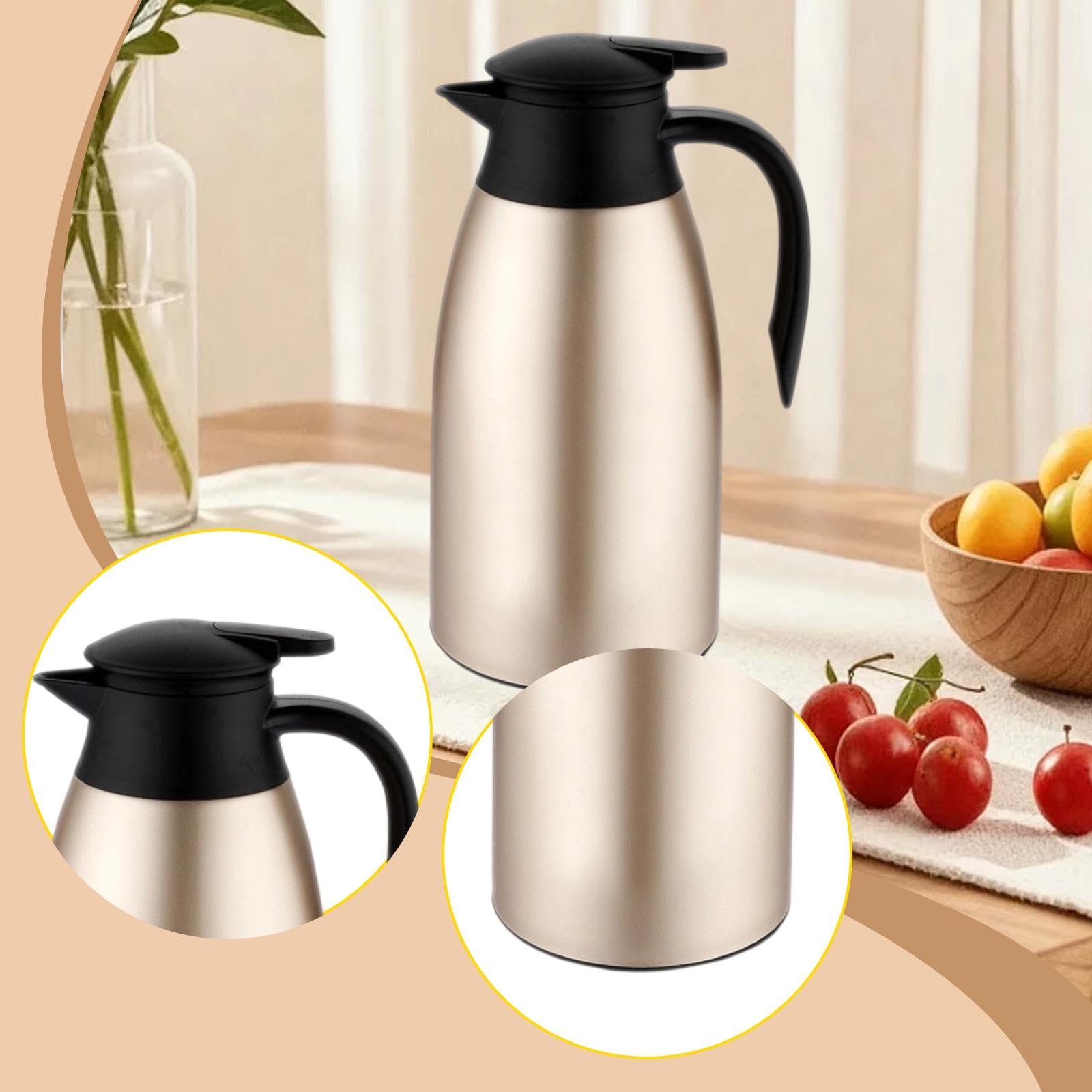 con Beccuccio per caffè, tè E Altre Bevande, Realizzato in Acciaio Inox, Ideale per La Casa O L'Ufficio, Oro