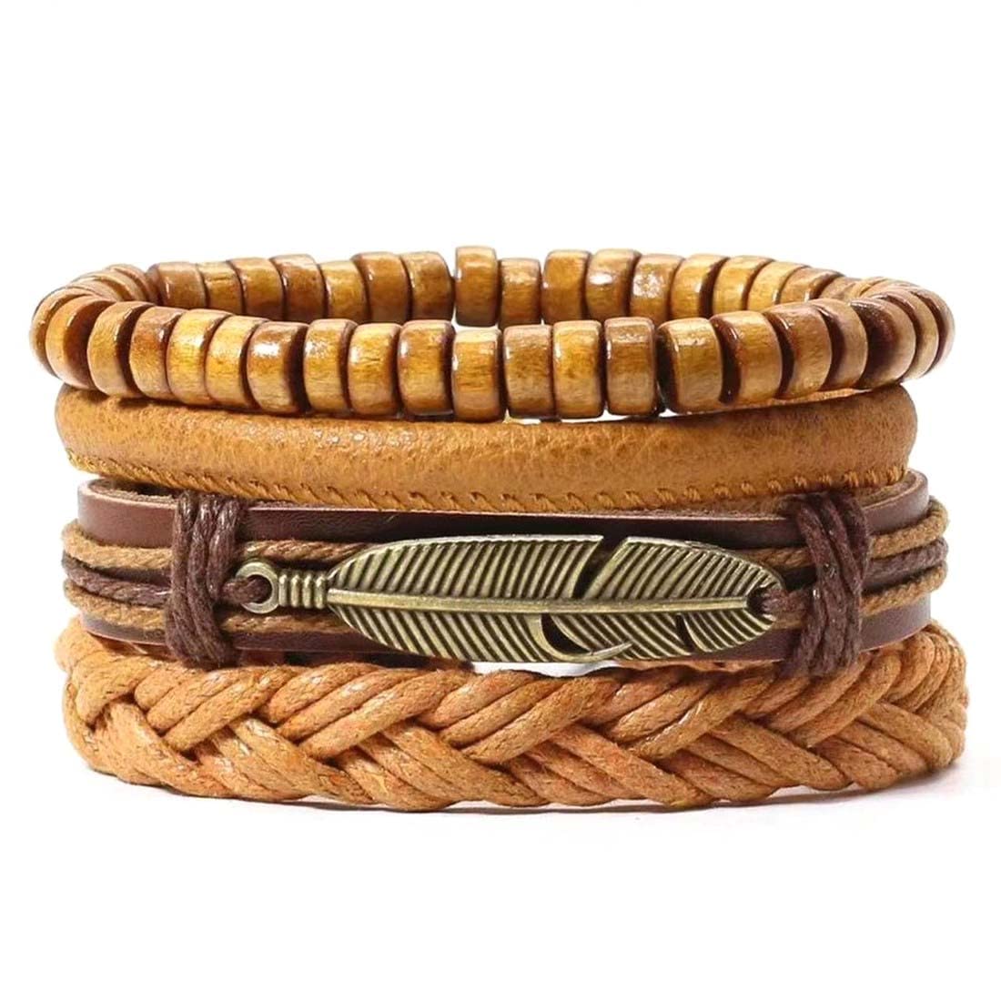 Jewelgenics Pu Leather Leaf Tag Multilyer Adjustable Bracelet For MenS & Boys (Brown) (B0BTT9V4VY) Amazon Price History, Amazon Price Tracker