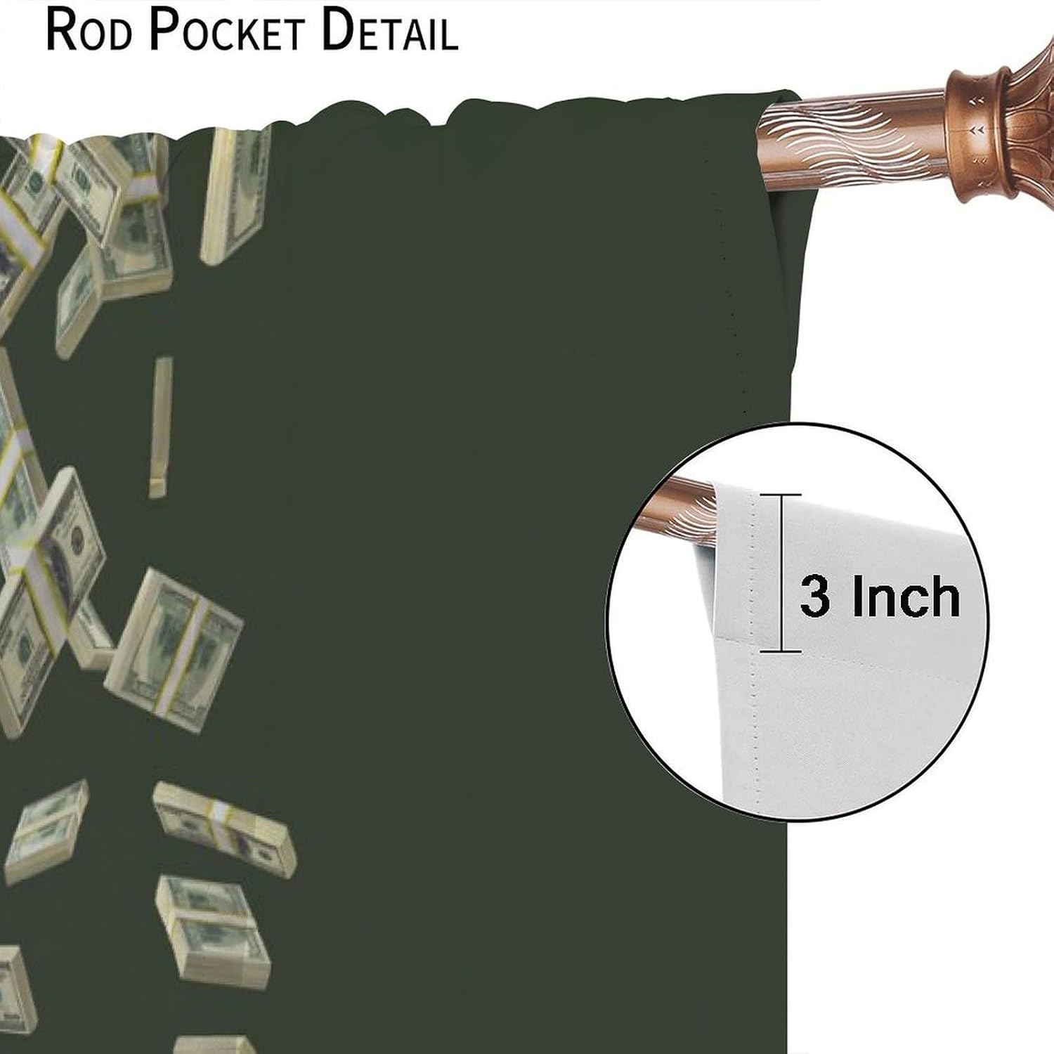 Money Curtains Funny Vintage Dollar Bill USA Money Window Drapes for Bedroom Living Room Kitchen Cafe （W21xL45 Inch） x2 Panels image 5