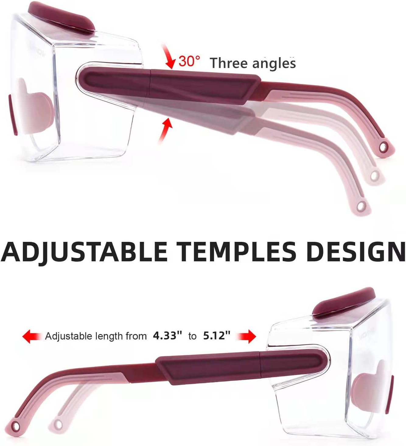 UKNOW Safety Goggles Over Glasses, Anti Fog Safety Glasses with Clear Wraparound Lens, ANSI Z87.1 Protective Eyewear - Image 4