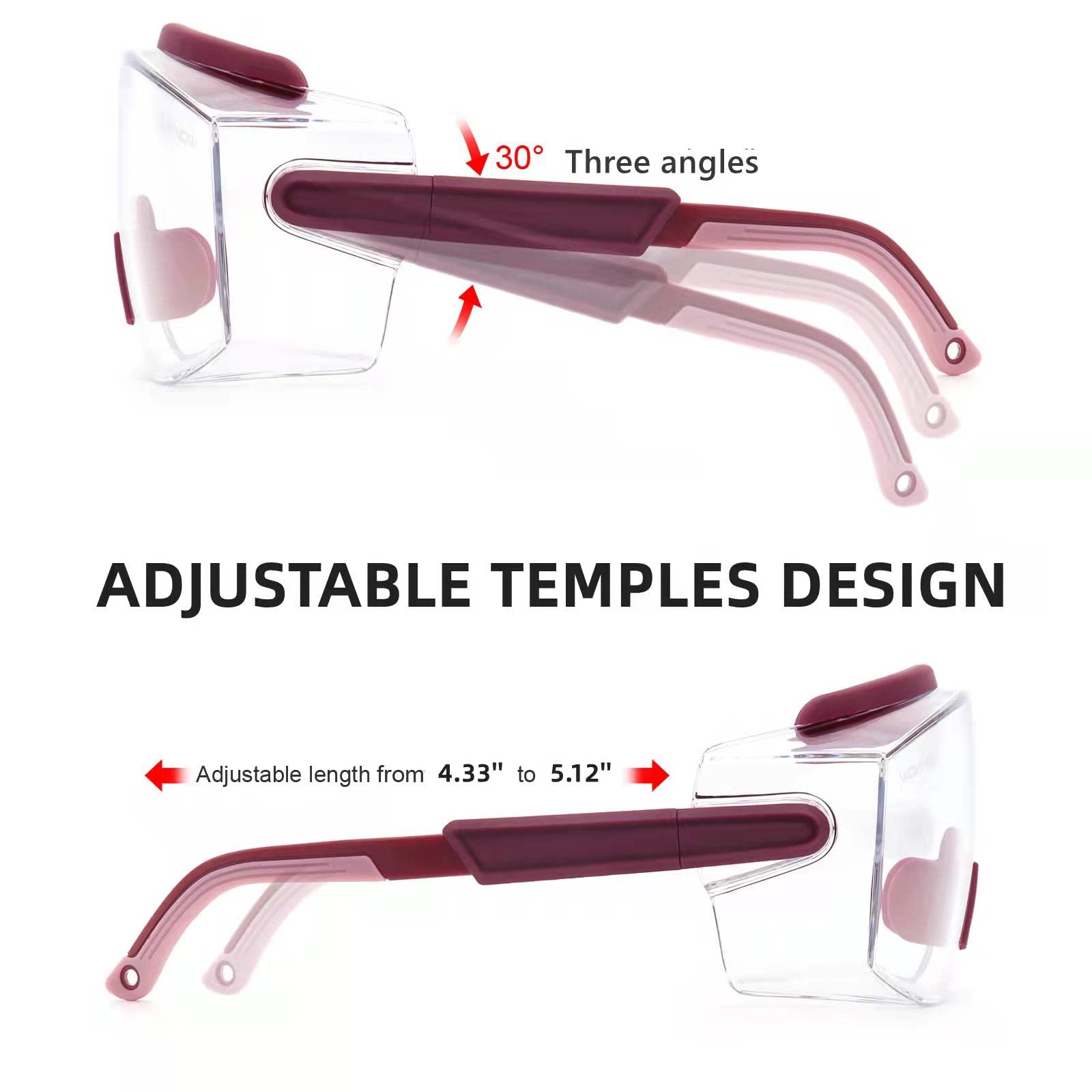 UKNOW Gafas de Proteccion, Gafas de seguridad sobre gafas anti niebla, lente envolvente transparente antiarañazos, gafas protectoras ANSI Z87.1