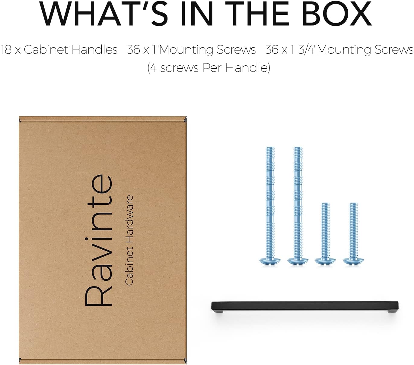 Ravinte 18 Pack 10 Inch Square Cabinet Handles - Matte Black Pulls for Kitchen Drawers and Cabinets - Hardware for Cupboards