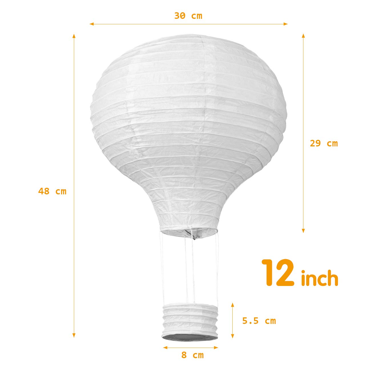 LIHAO 6pz Lanterna di Carta Mongolfiera Bianco, Decorazione per Festa, Party, Casa (30 cm)
