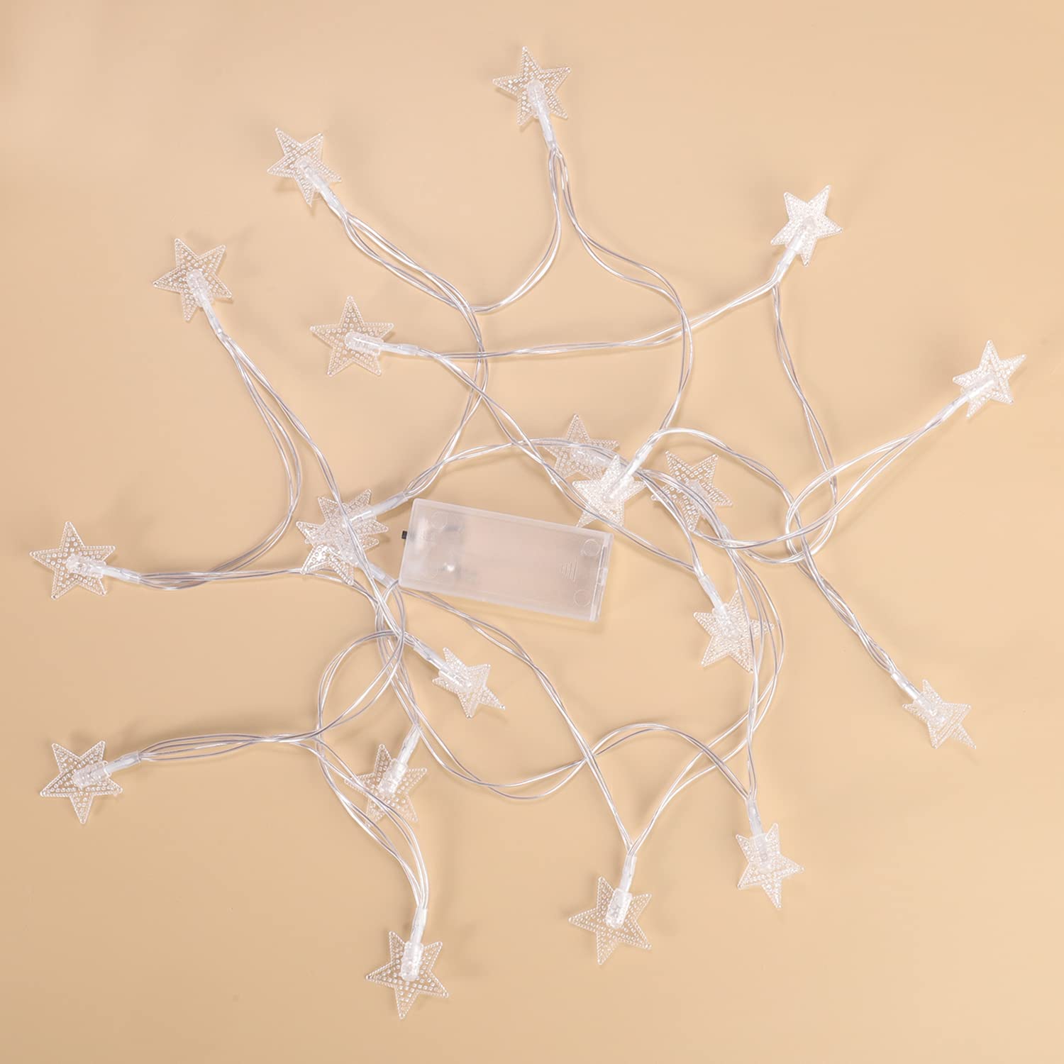 Cadena de luces LED de estrellas, 20 luces LED de hadas de cadena de estrellas de 10 pies, luces de Navidad de hadas, funciona con pilas, luz cálida para interior, exterior, fiesta de bodas, pozo, hab