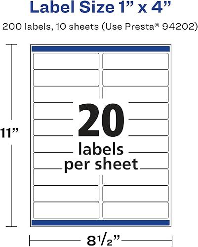 Miniatura 8 de Avery Etiquetas rectangulares transparentes brillantes con alimentación segura, 1 x 4 pulgadas, 500 etiquetas transparentes brillantes, etiquetas
