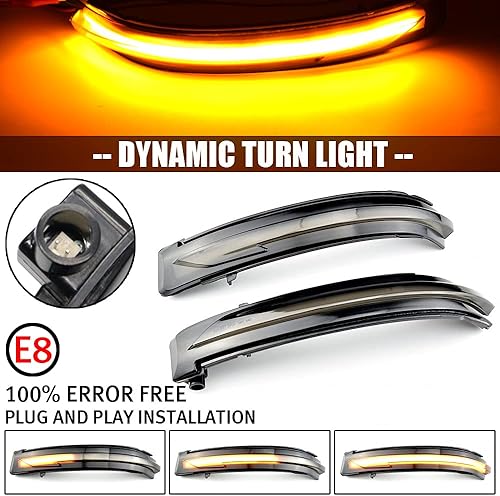 Vista 2 de Conjunto de 2 luces intermitentes dinámicas y secuenciales LED intermitentes compatibles con Nis-san X-Trail T32 Ro-gue Qash-qai J11 Mu-rano Z52