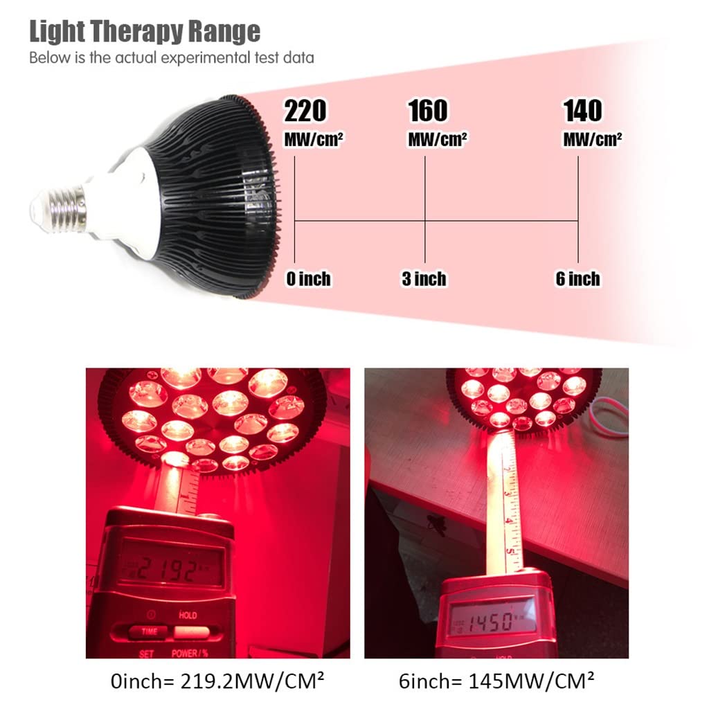 Terapia de Luz Roja, Bombilla de Terapia de Luz Infrarroja LED de 54W, Lámpara Combinada Infrarroja de 660nm 850nm, para la Cara, la Salud de la Piel, El Alivio del Dolor (Color : 1pcs)