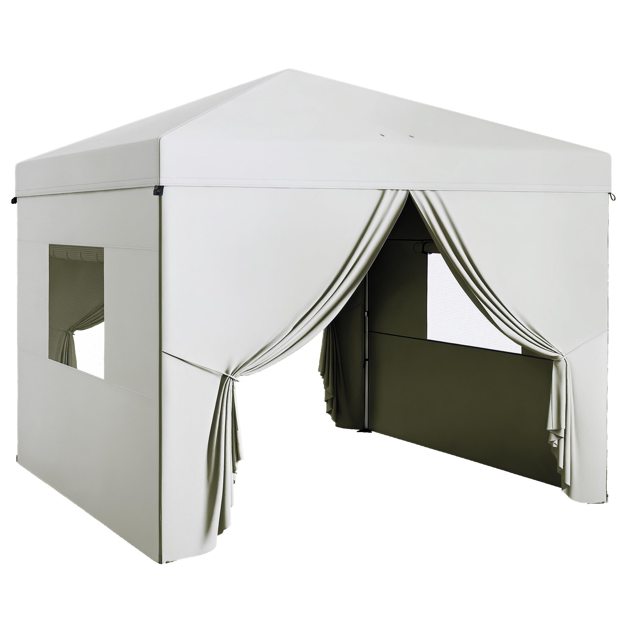 Outsunny Carpa Plegable Pop-Up 3x3 m Cenador de Jardín con 4 Paredes Laterales 2 Ventanas de Malla Altura Ajustable Bolsa de Transporte Impermeable y Anti-UV para Camping Fiestas Blanco