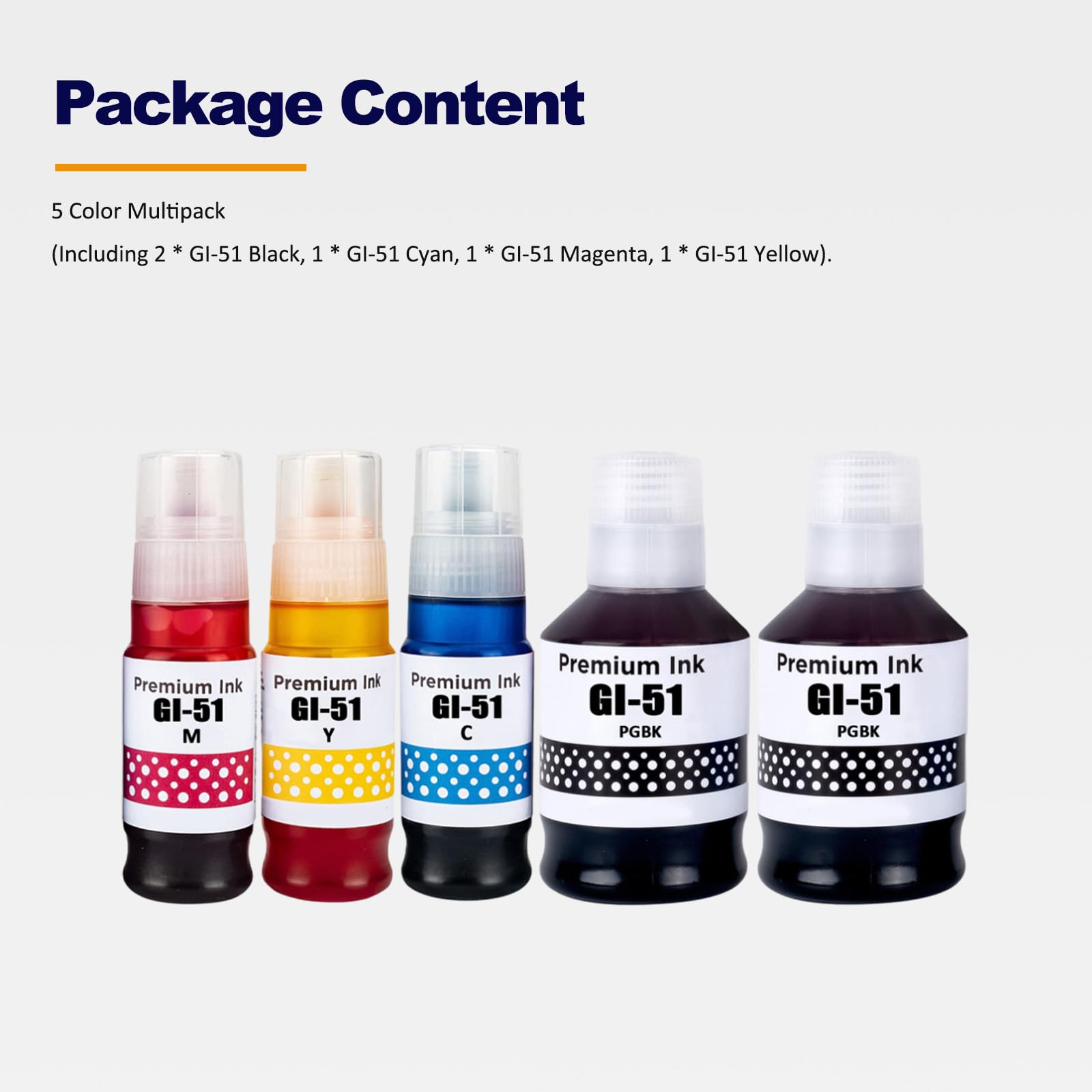 Molabel Tintenpatronen GI-51 – 5er Set (2x Schwarz, Cyan, Magenta, Gelb) Für Canon PIXMA G-Serie