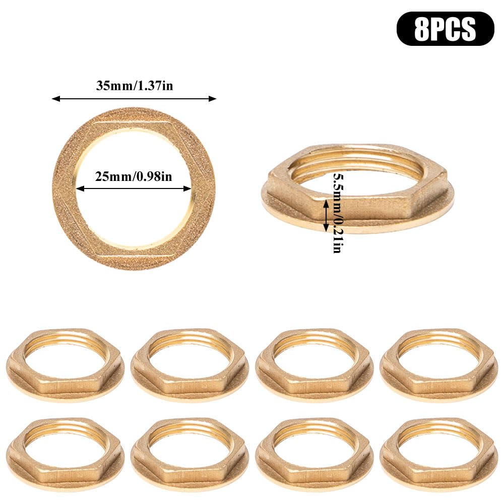 8 Piezas Contratuerca Laton Hexagonal Tuercas de Bloqueo de Latón Hembra 3/4 de Pulgada Tuercas Laton de Brida para Grifos de Lavabo de Baño, Accesorios de Fontanería, Accesorios de Hardware