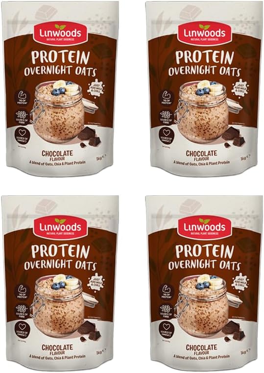 Linwoods (4x 1KG) Chocolate Protein Overnight Oats | Gluten Free Oats | Healthy Plant Based Breakfast