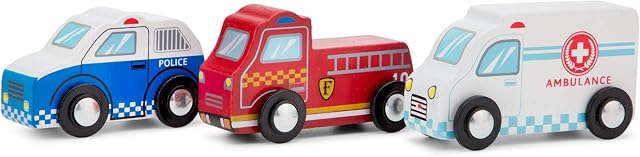 New Classic Toys 11933 3 Wooden Vehicles Set for Toddlers First One Year Old, Children for Age 18 Months, Multi Color, 3 Cars