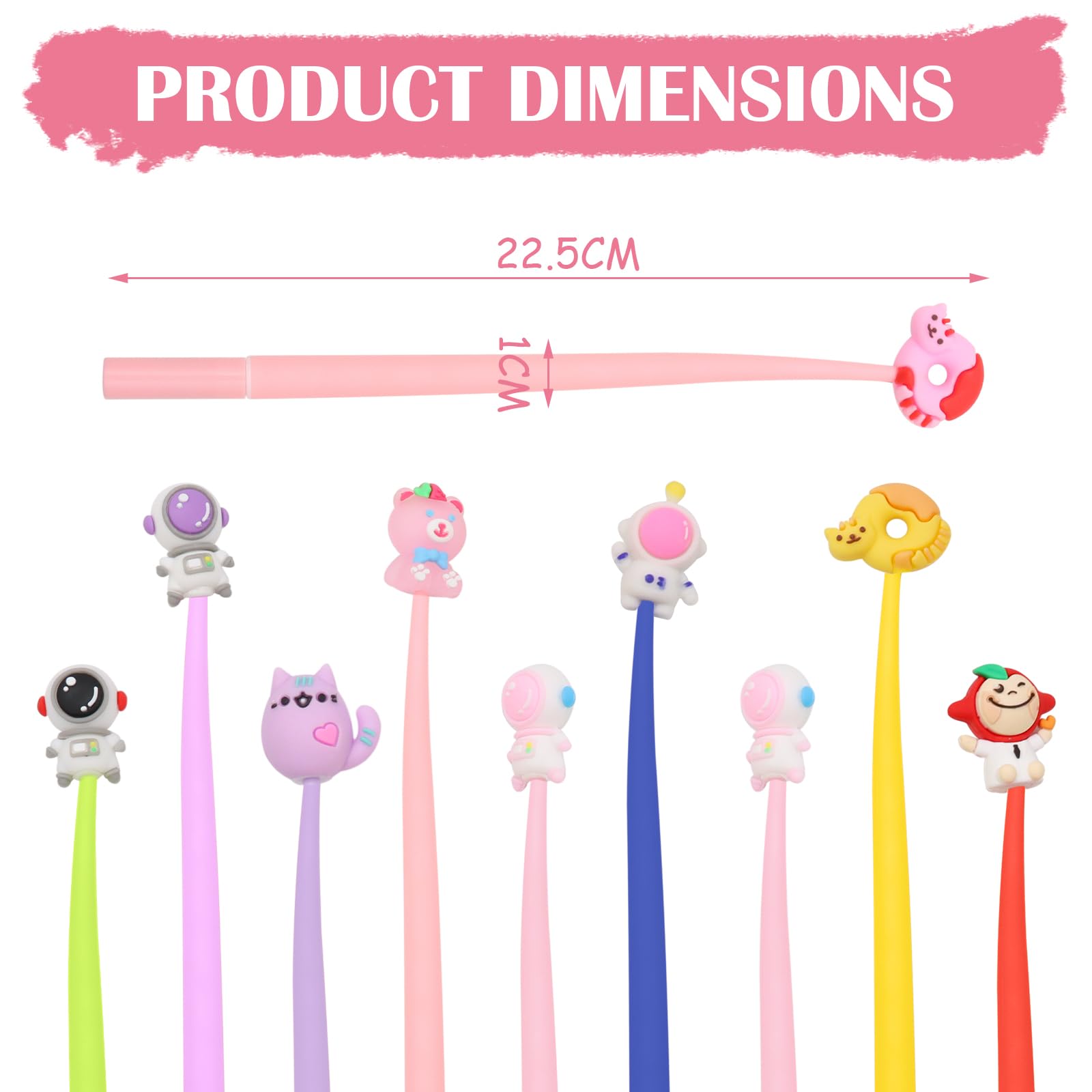 4 penne gel a forma di animale, 0,5 mm, inchiostro gel ad