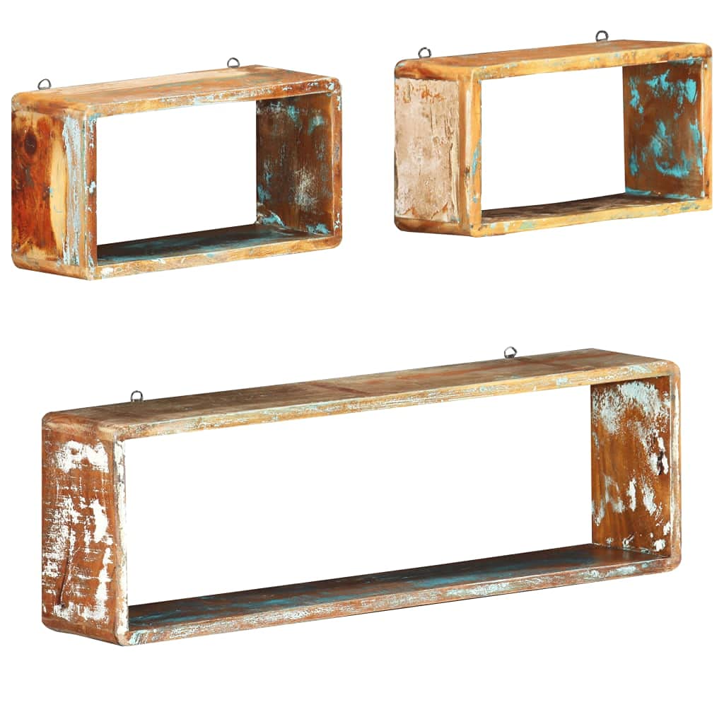 (Entrega flash) Estantes flotantes prácticos y decorativos para cocina, baño, salón, dormitorio, etc. 3 piezas, madera maciza reciclada.