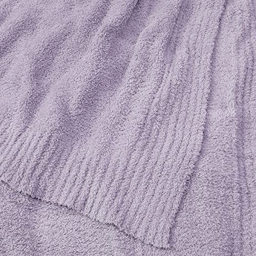 Pavilia Plush Knit Throw Blanket For Couch, Super Soft Fluffy Throw, Fuzzy Lightweight Blanket For Bed Sofa, Knitted Warm Cozy All Season Throw Blanket (Lavender Purple, 60X80 Inches) #TOP3
