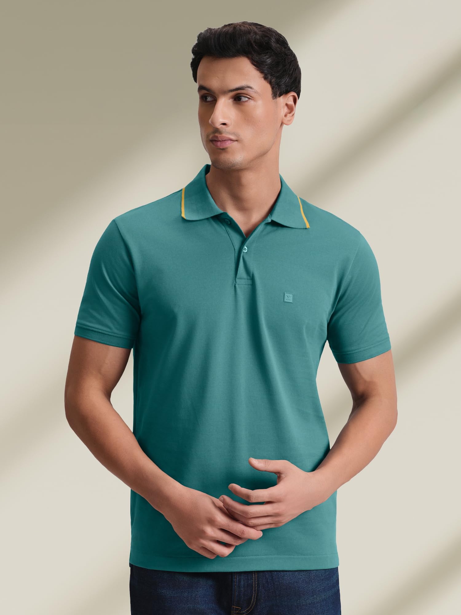 XYXX Męska koszulka z solidnej bawełny | koszulki polo Collor | Półrękawy | Solid-Slim Fit