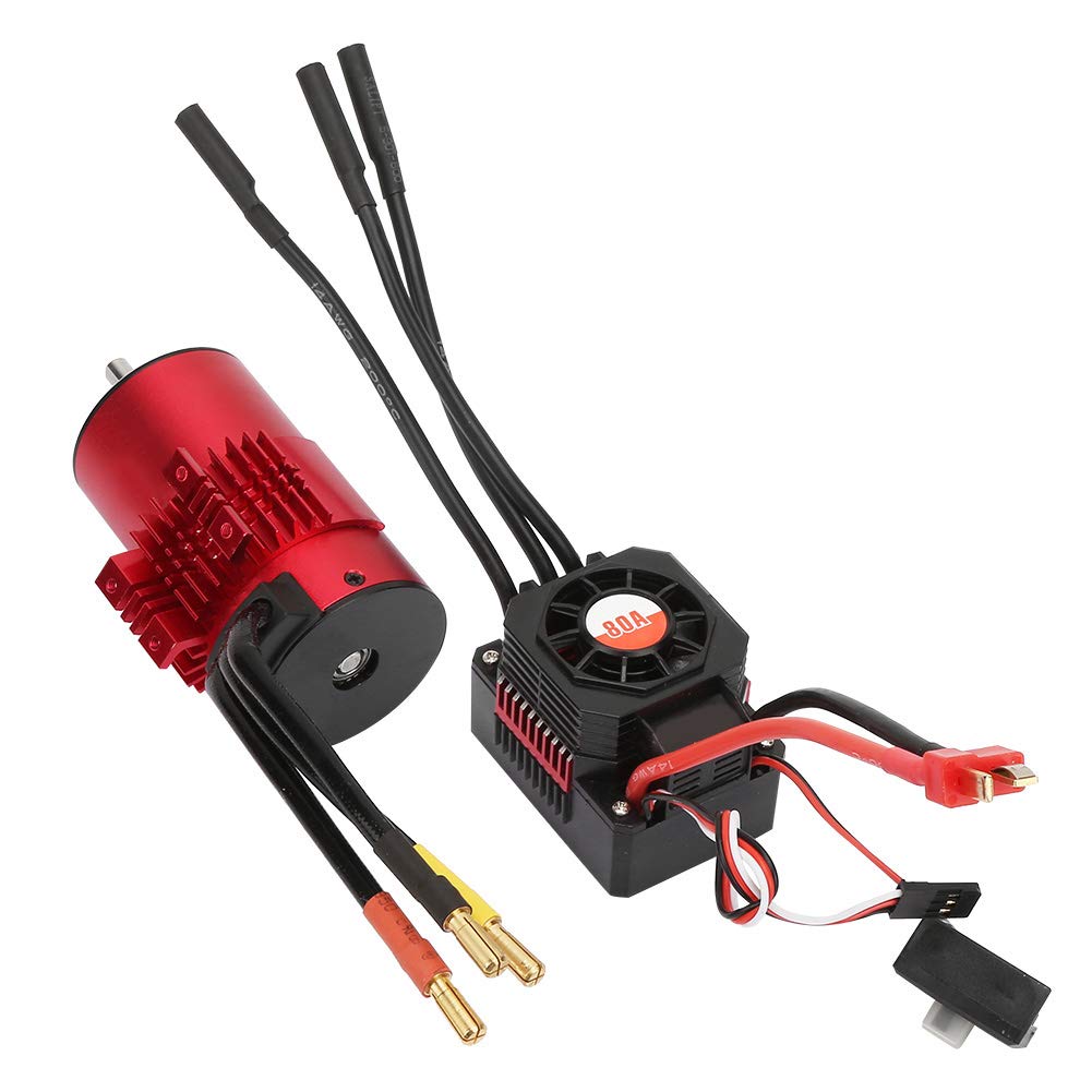 Changor Zestaw ESC Silnika Bezszczotkowego RC, Silnik 3100KV 3665 | Wodoodporna konstrukcja o wysokim momencie obrotowym, pasuje do samochodów 1/10, 1/8 RC, aluminiowy rowek, precyzyjnie