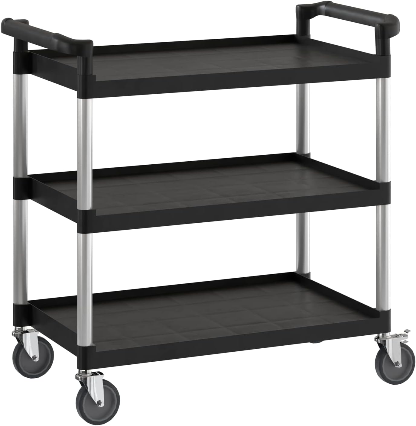 Krollen Industrial Black Utility/Bussing Cart with Three