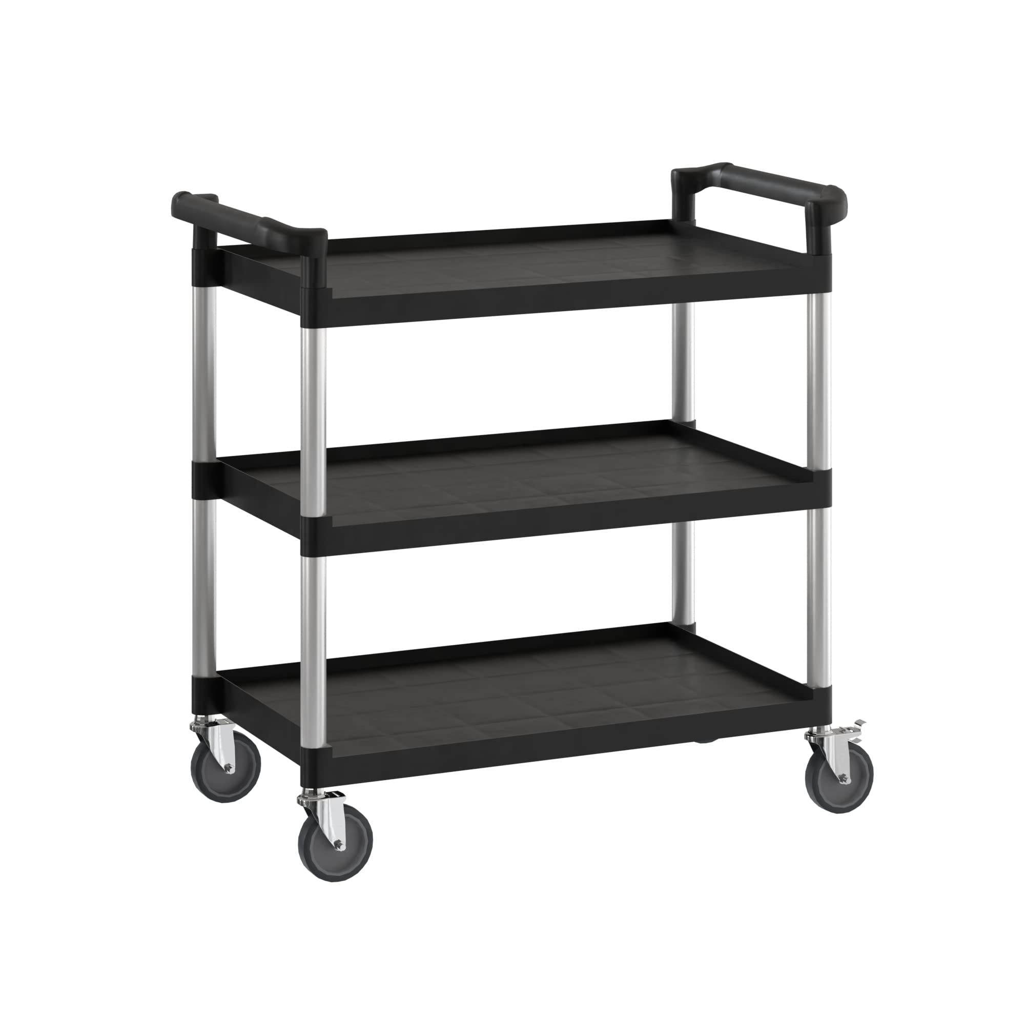 Krollen Industrial Black Utility/Bussing Cart with Three Shelves - 42