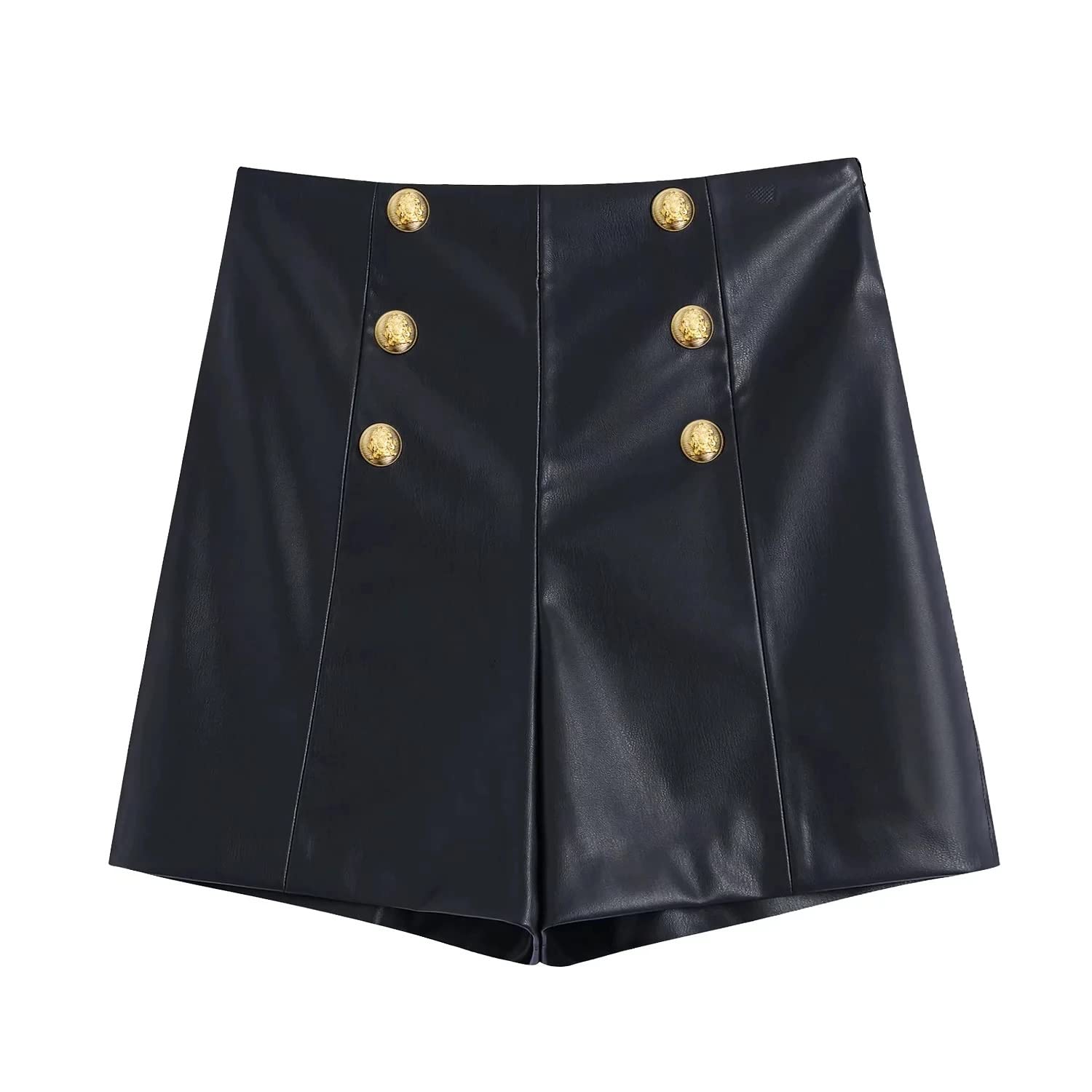 Short de faux cuir féminin décontracté et tendance à taille haute
