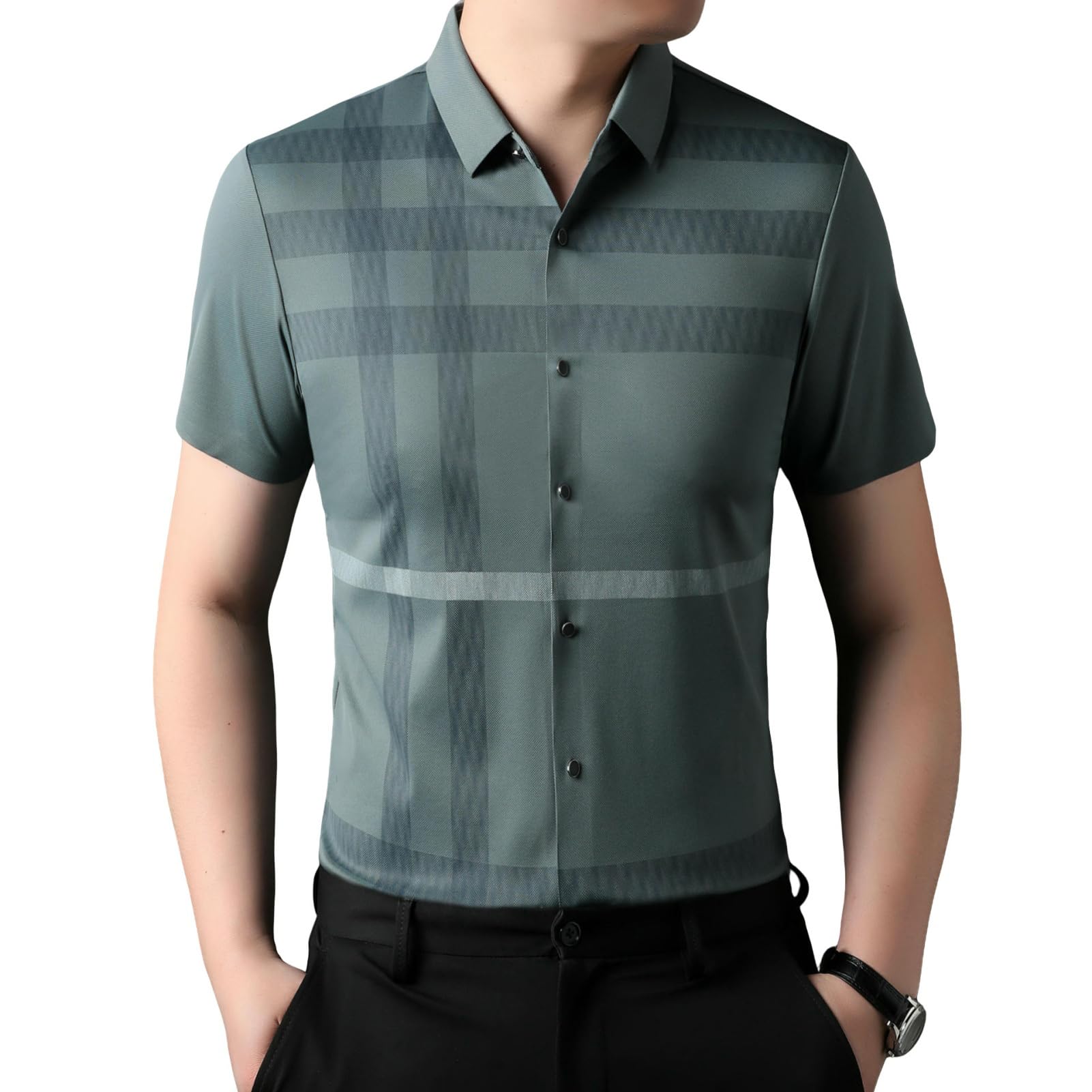 Chemise homme manches courtes ample décontractée et fluide - 8
