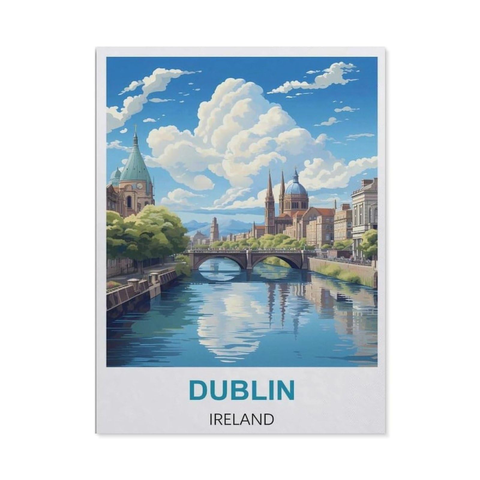 BEAYODKP 5D DIY Diamond Painting，Dublin Ireland Vintage Travel Posters，Art Living Room Wall Decoration Gift（50 x 60 cm/19.68 x 23.62 inches）-CB73