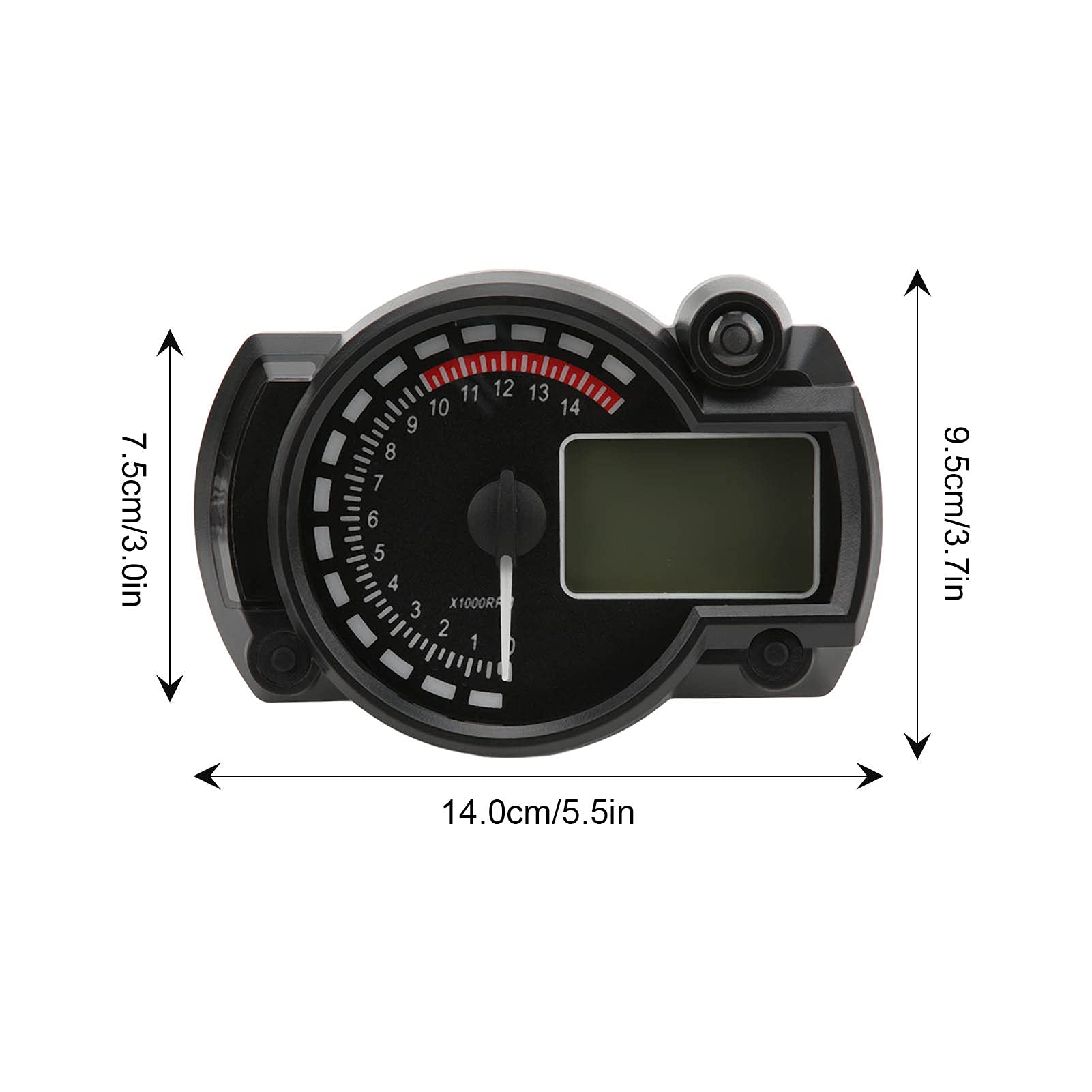 Prędkościomierz motocykla Przebieg 15000 R/min Wyświetlacz LCD - Regulowany 12 V Uniwersalny do samochodów, pojazdów kempingowych, motocykli - Konstrukcja ABS typu Plug and Play