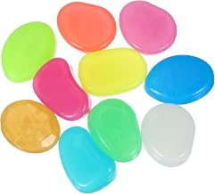 Large Glow in the Dark Stones, Luminous Pebbles Stones Glowing Rocks Decorative Light Up Pebbles Fitting for (Fish Tank/Outdoor Garden Decor/Yard/Walkway) 10 Pcs & Multicolor
