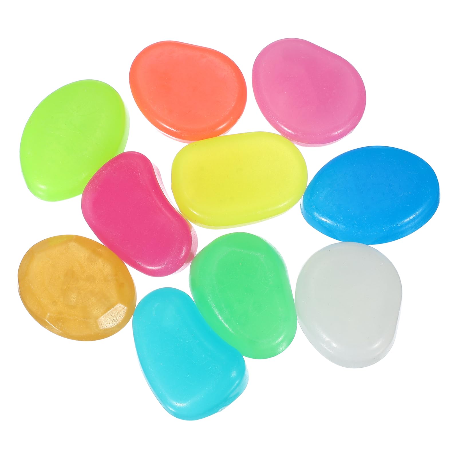 YELARXI Large Glow in the Dark Stones, Luminous Pebbles Stones Glowing Rocks Decorative Light Up Pebbles Fitting for (Fish Tank/Outdoor Garden Decor/Yard/Walkway) 10 Pcs & Multicolor