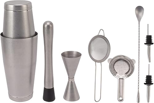 Miniatura 1 de 9Pcs Bartender Kit,Cocktail Shaker Set,Stainless Steel Good Temperature Preservation Effect Durable Fade-Proof Boston Shaker Tool Set Bar Set for