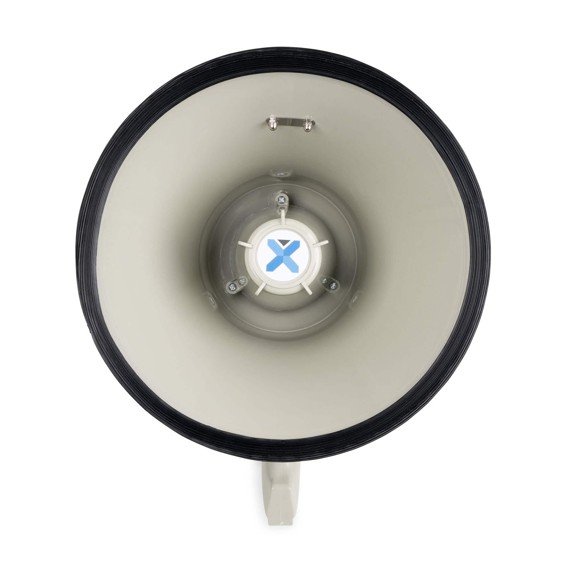 Vonyx MEG060, Megafon mit Sirene und Mikrofon, Aufnahmefunktion, 60 Watt, bis 1 KM, MP3, USB, SD, AUX, Megaphon mit Umhänge-Gurt, blau-weiß