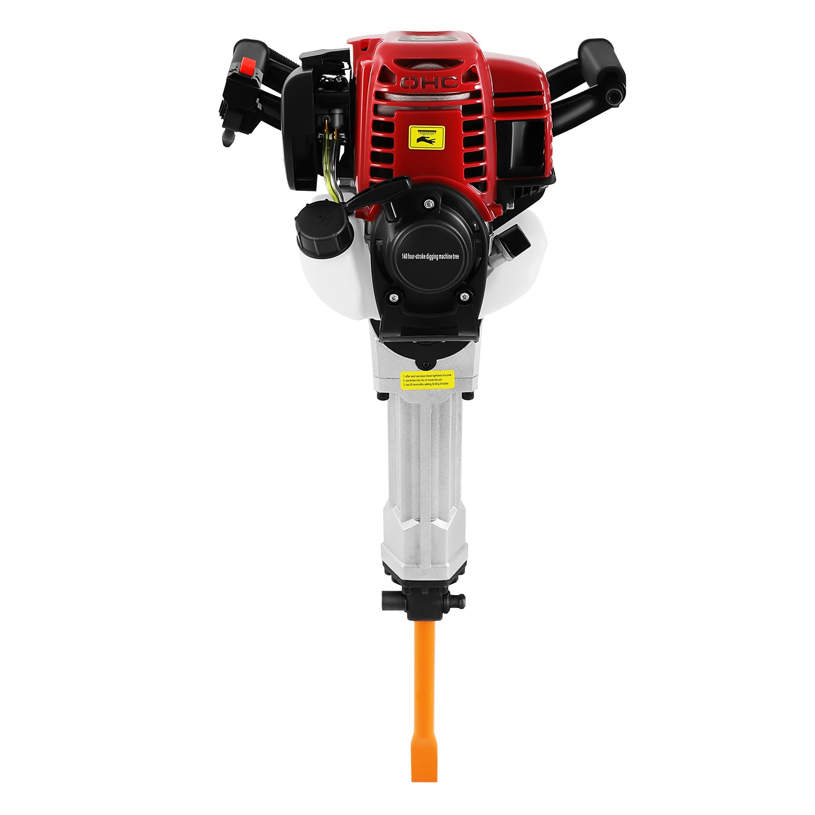 Martillo de demolición, 4 tiempos, 37,7 cc, 1,2 kw, 8500 r/min, con depósito de combustible de 0,65 l, de bajo consumo, interruptor en T, para trabajos de piedra, asfalto y árboles, 16,5 kg
