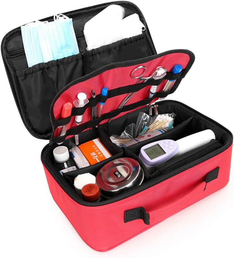 First Aid Bag Empty,Emergency Medical Kits Bag,Multifunctional Trauma Medical Bag, Perfect for Home and Work,Car,Travel,Camping,Hiking. (Red)