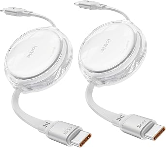 iOttie 100W Retractable USB-C Cable, Fast Charging USB C-to-C Cable with 4 Adjustable Cable Lengths, USB C Cable for iPhone 16, 15 Pro, Plus, Pro Max, Samsung S24/23+ 2 Packs