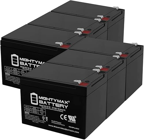 Mighty Max Battery Batería de repuesto de 12V 12AH para Bearcat HP0237 Peg Perego - 6 unidades
