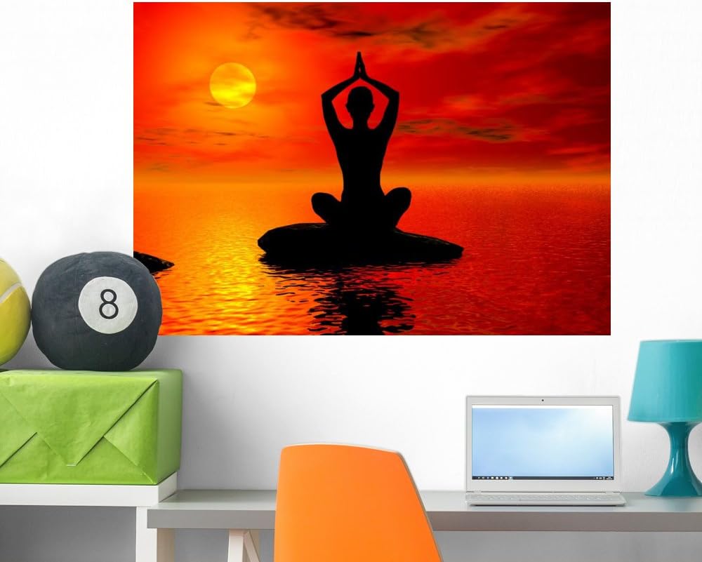 Wallmonkeys Yoga Wall Decal Peel and Stick Graphic WM252006 (36 in W x 25 in H)