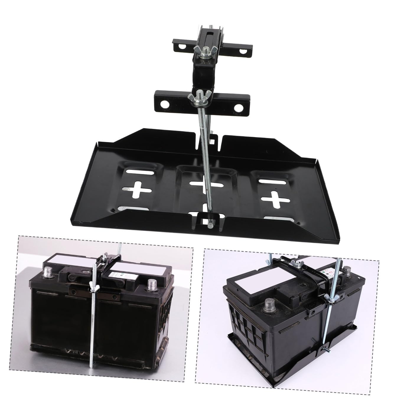 Support Fixation Batterie Voiture Maintien Sécurisé Antirouille Montage Facile pour Protection Batterie Auto Rack de Fixation Robuste pour Véhicules