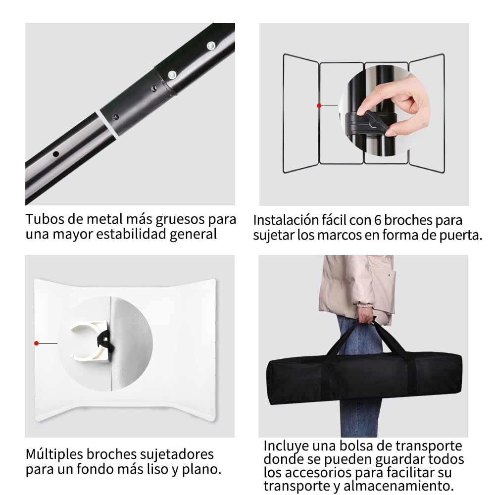 Fondo de pantalla de 7,87 x 13,12 pies con soporte, gran lienzo de fotografía portátil plegable plegable para rodaje de vídeo en estudio, fotografía de retrato de primer plano de producto