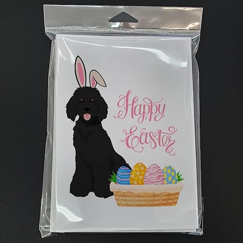 Miniatura 3 de Caroline's Treasures WDK5072GCA7P - Tarjetas de felicitación y sobres de Pascua de caniche negro estándar, paquete de 8 tarjetas en blanco con