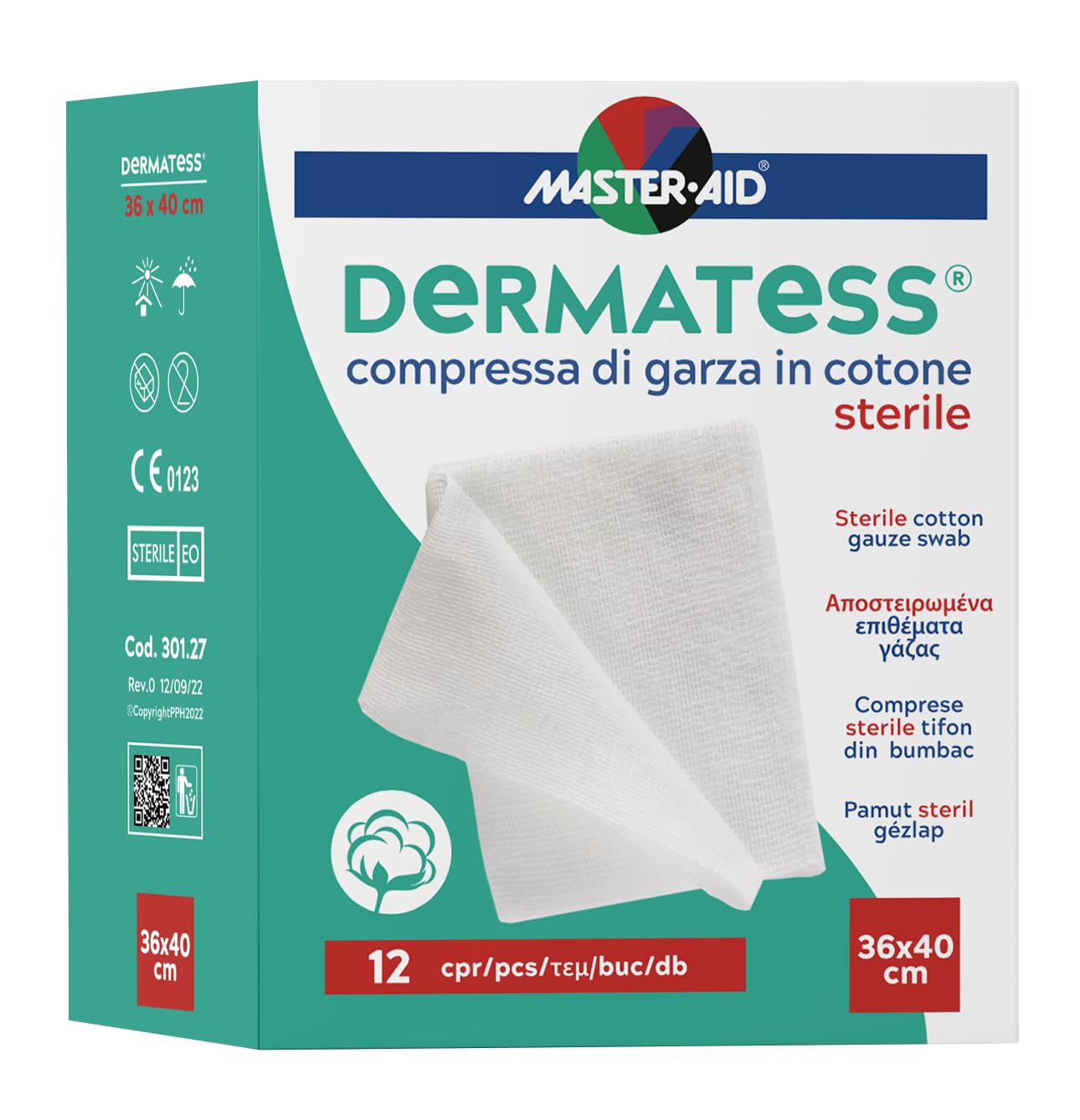 Master Aid Dermatess Cotone 36 x 40 cm 12 Pezzi - 1 Prodotto