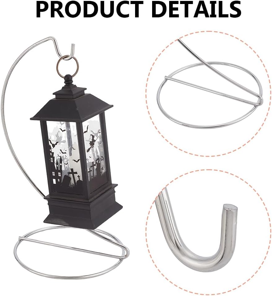 6PCS Ornament Display Stand Holder Silver Iron Hanging Hook Rack for Baubles Glass Globe Air Plant Terrarium Witch Ball Wedding Accessories Wind Chimes Handicrafts Displaying 7.87" H
