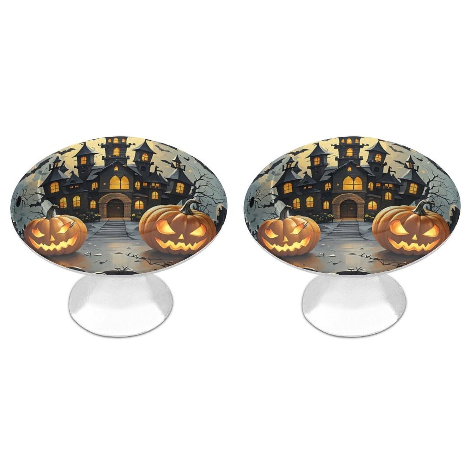 FekiLoot Pumpkin Lantern Castle Cabinet Knobs Personality Stainless Steel Round Drawer Handles Circle Modern Cabinet Handles Drawer Knobs for Kitchen Dresser Bathroom Cupboard Furniture
