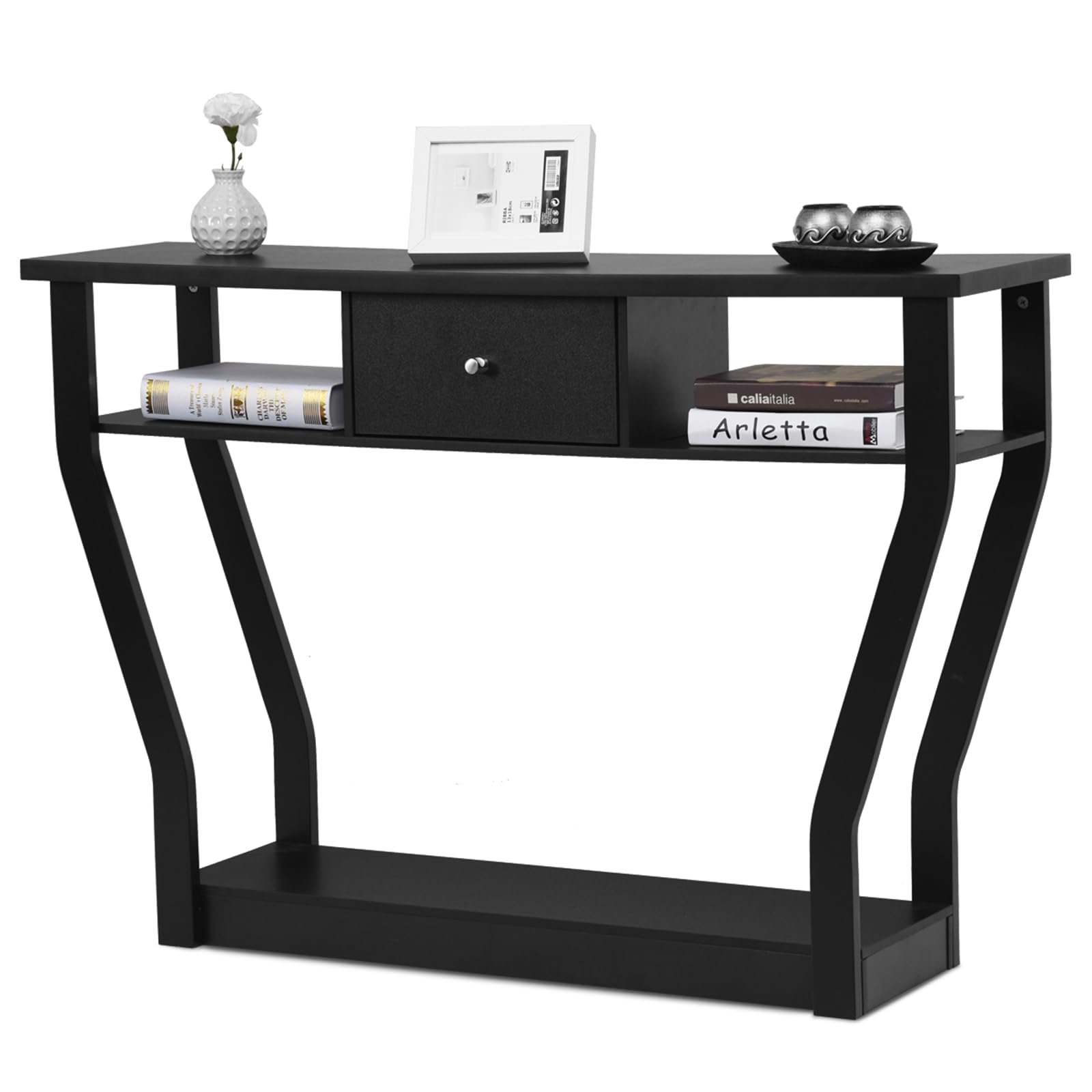 Bush Furniture - Mesa consola estrecha con almacenamiento, superficie lateral de entrada de Key West Collection con cajones y herrajes de bronce envejecido, 47 pulgadas de ancho x 16 pulgadas de