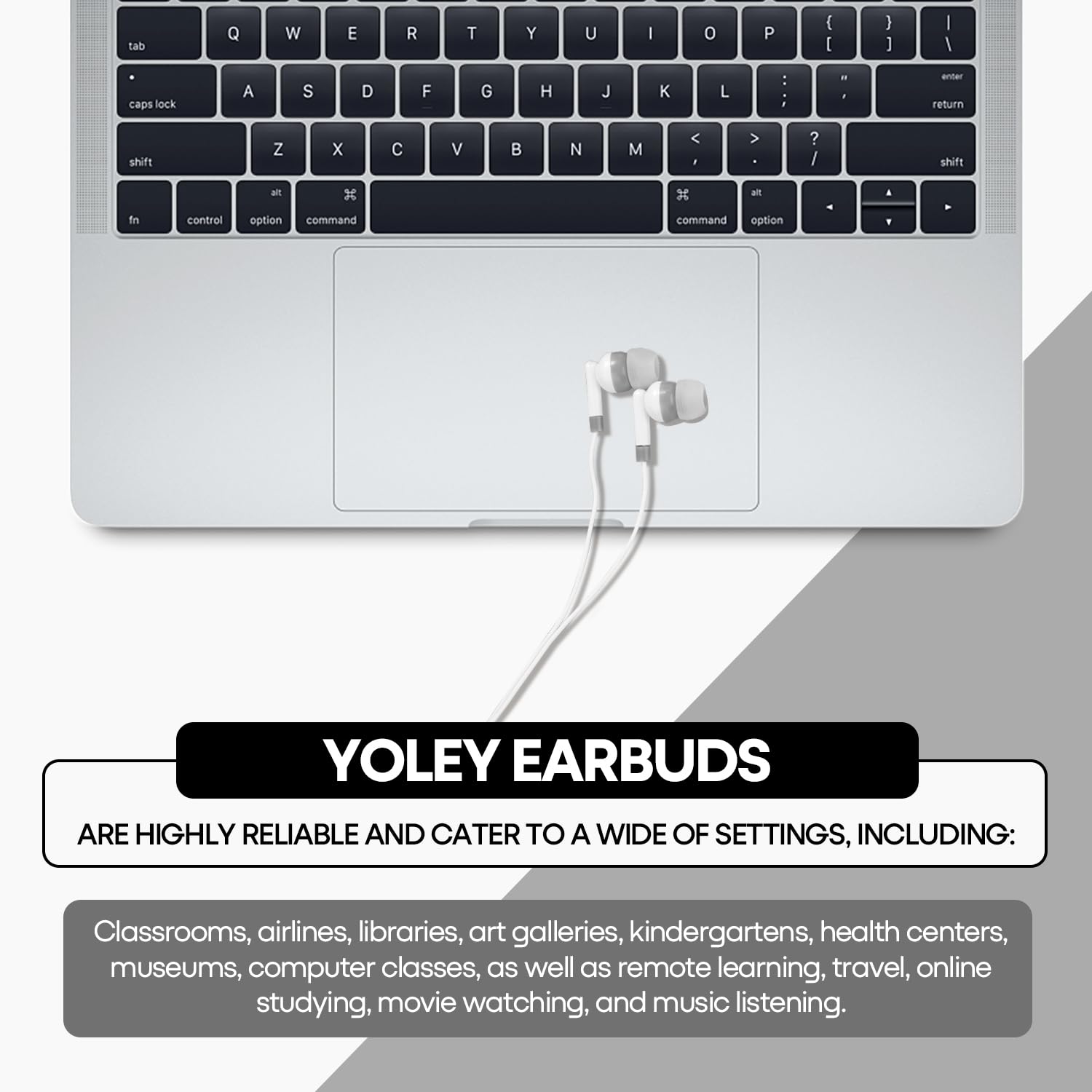 Paquete de 50 auriculares a granel para niños, perfectos para la escuela, aula, estudiantes, viajes, hospitales, hoteles, bibliotecas, museos (blanco)