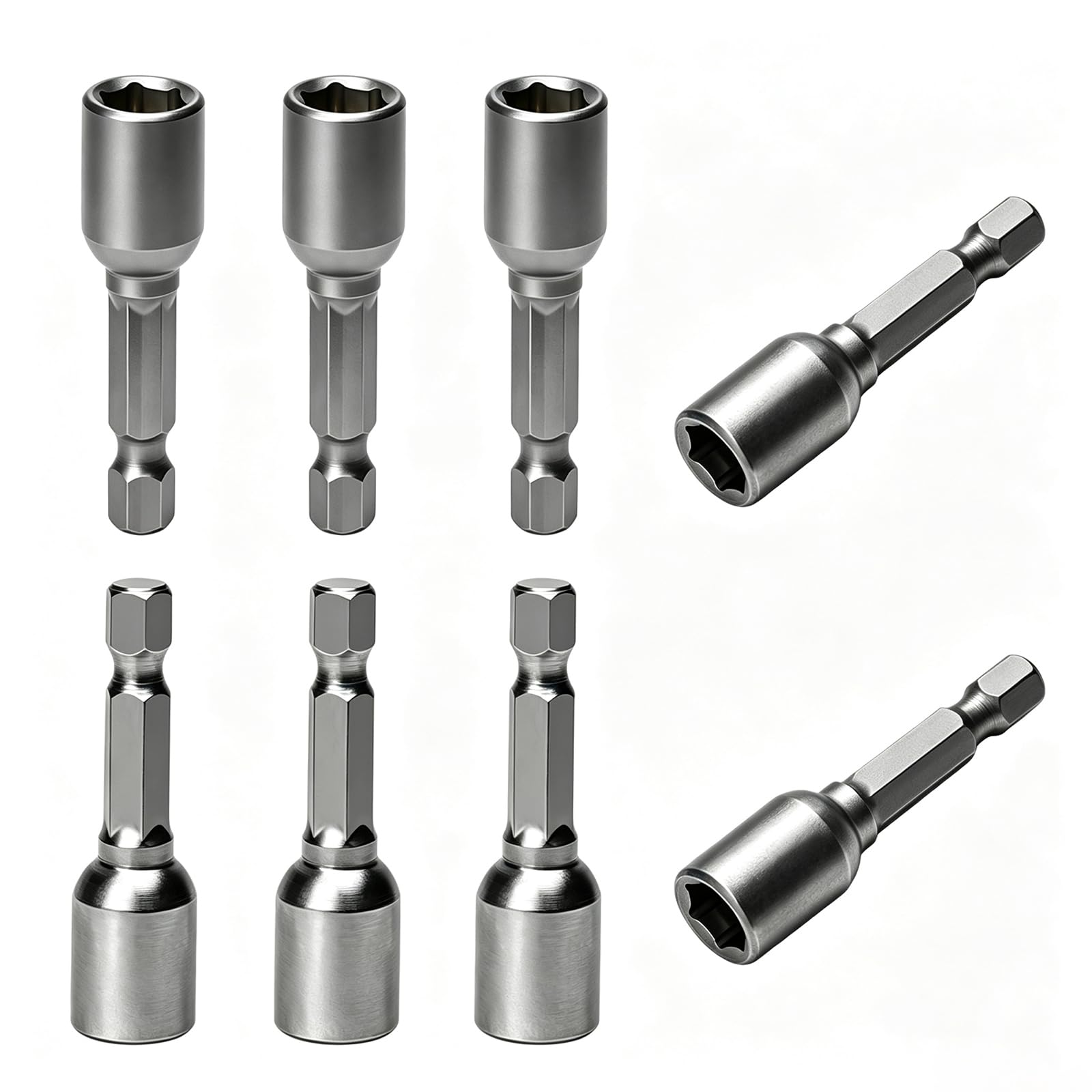 8Pcs 8mm Nut Setter, Magnetic 8mm Hexagon Socket, 1/4" Hex Shank for Drill