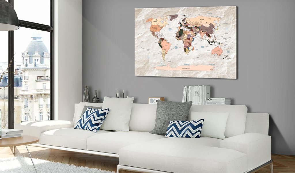 murando Prikbord engelse Wereldkaart 120x80 cm Kurk Boord & Canvas